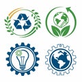 A set of vector logos on the theme of ecology and environmental protection. Royalty Free Stock Photo